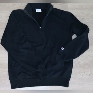 Champion Eco Authentic Black Quarter-Zip Fleece Pullover Sweatshirt Size Medium